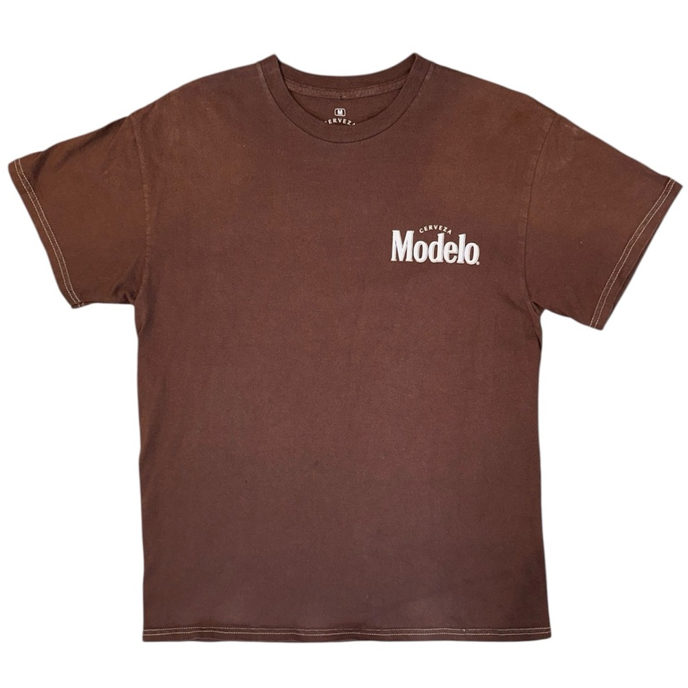 Modelo Men's Brown Graphic Tee Tees - Short Sleeve 90s Beer Retro Size M